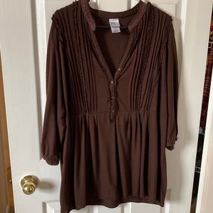 Just My Size Black 3/4 Sleeve Babydoll Top